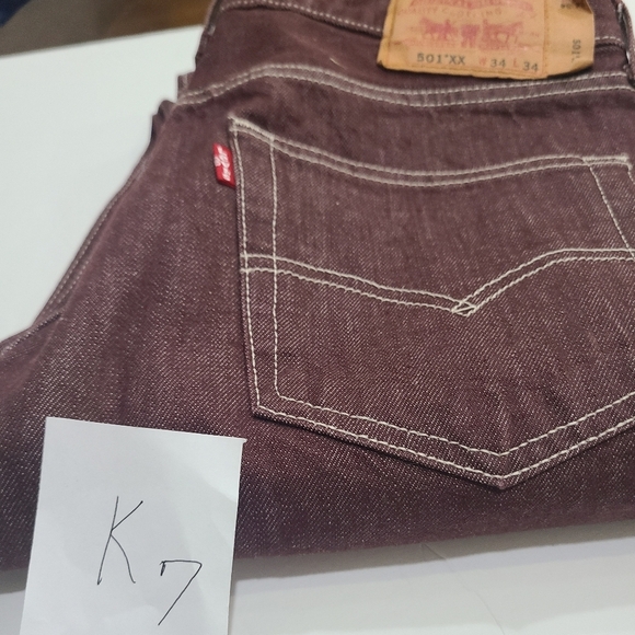 Levi's 501 XX  Denim Men's Jeans Burgundy Color Sz.34×34 - Picture 10 of 10